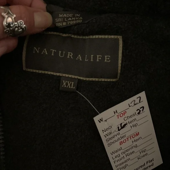 Naturalife olive green vest with charcoal fleece lining. 54” chest 203